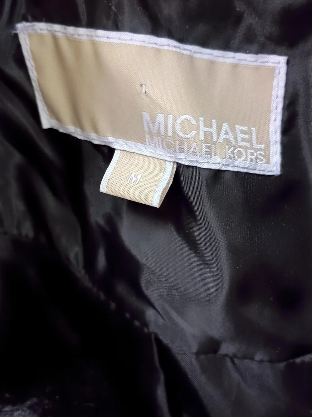 Michael Kors Black Quilted Puffer Jacket with Gold Hardware_M